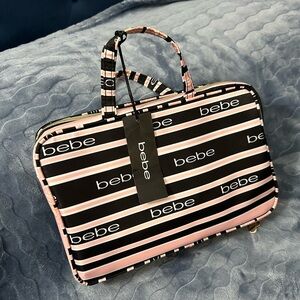 Bebe Black and Pink Logo Laptop Bag